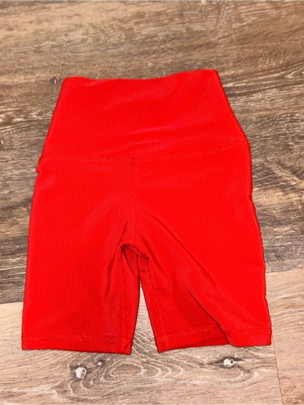 Girls Five Dancewear High-Waist Ribbed Bike Shorts - Red